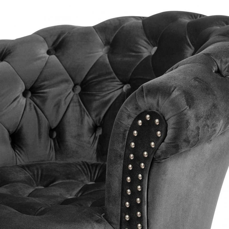 Фотьойл Честърфийлд Людовик, тъмно сиво кадифе